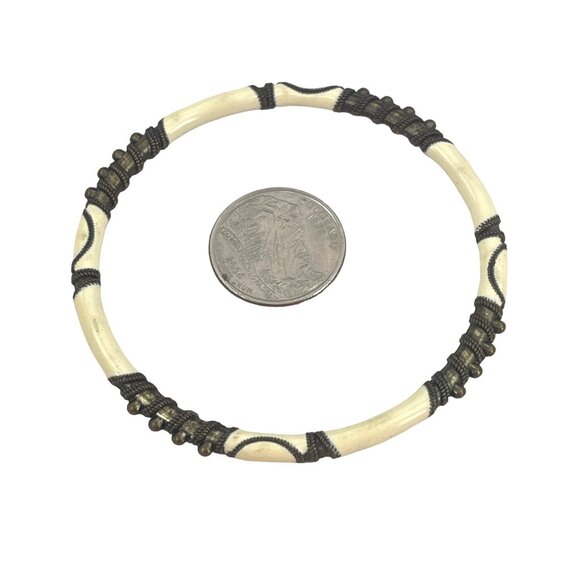 Handcrafted Enamel & Metal Beaded Bangle Bracelet For Women - Picture 5 of 6